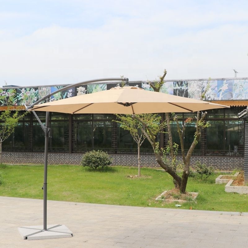 Patio Outdoor Garden Furniture 3 M 9.84 Ft Hanging Banana Sunshade Parasol Sun Umbrella  Metal Frame