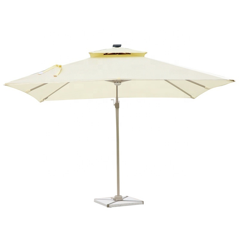 Patio Outdoor Garden Furniture  Roma Hanging Sunshade Parasol Sun Umbrella With Solar Lights