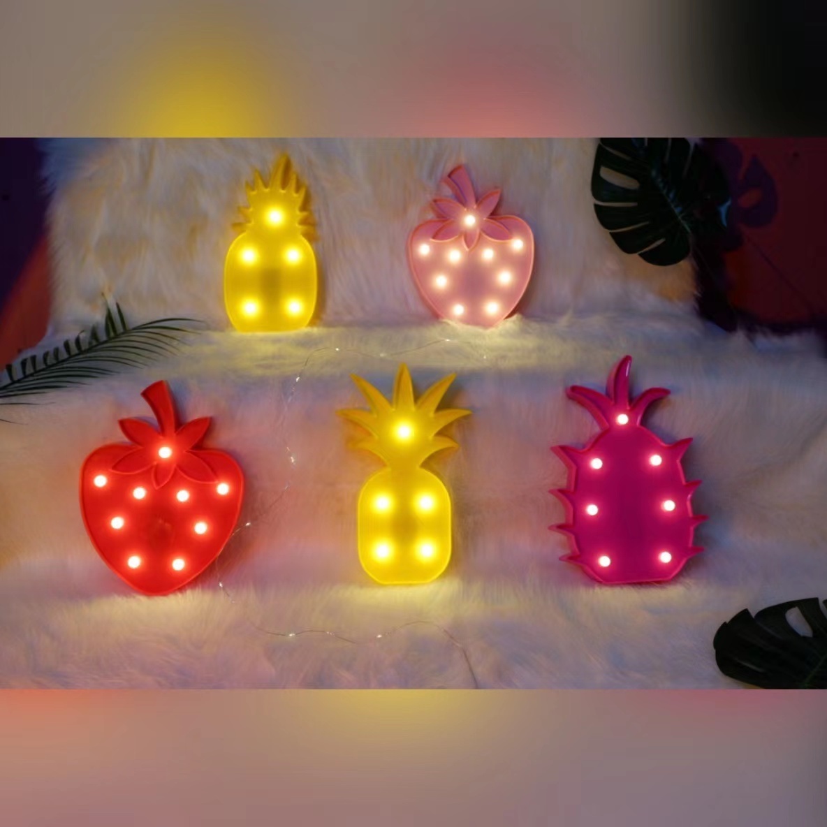 Tropical Summer Theme Night Hawaiian Luau Tropical Fruit Pineapple Party Decor Marquee Sign Birthday Christmas Led Table Lamps