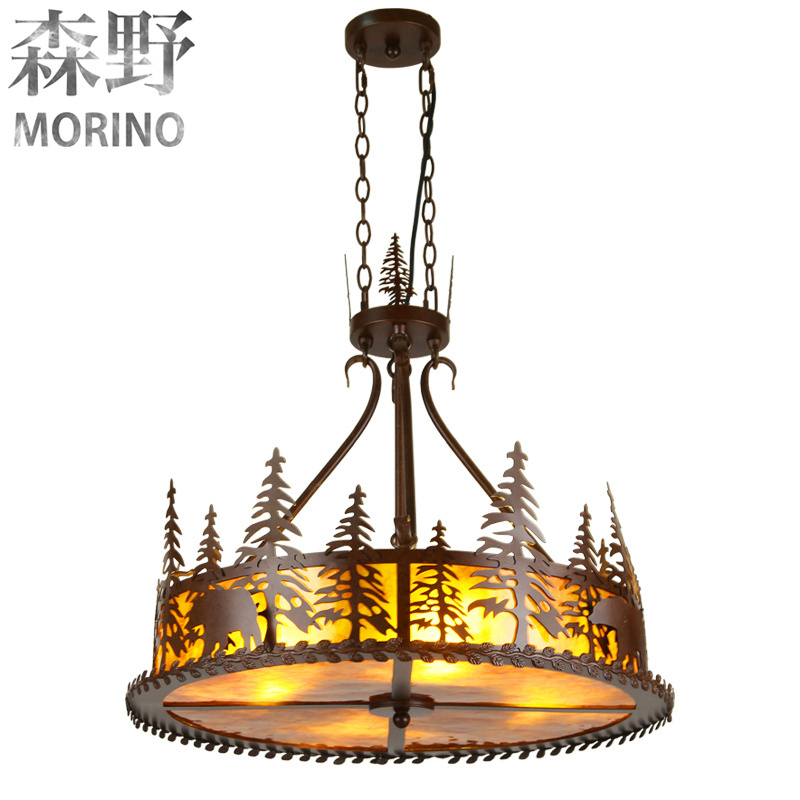 American traditional Rustic Iron Hanging Light Fixtures for living room and bedroom lighting design