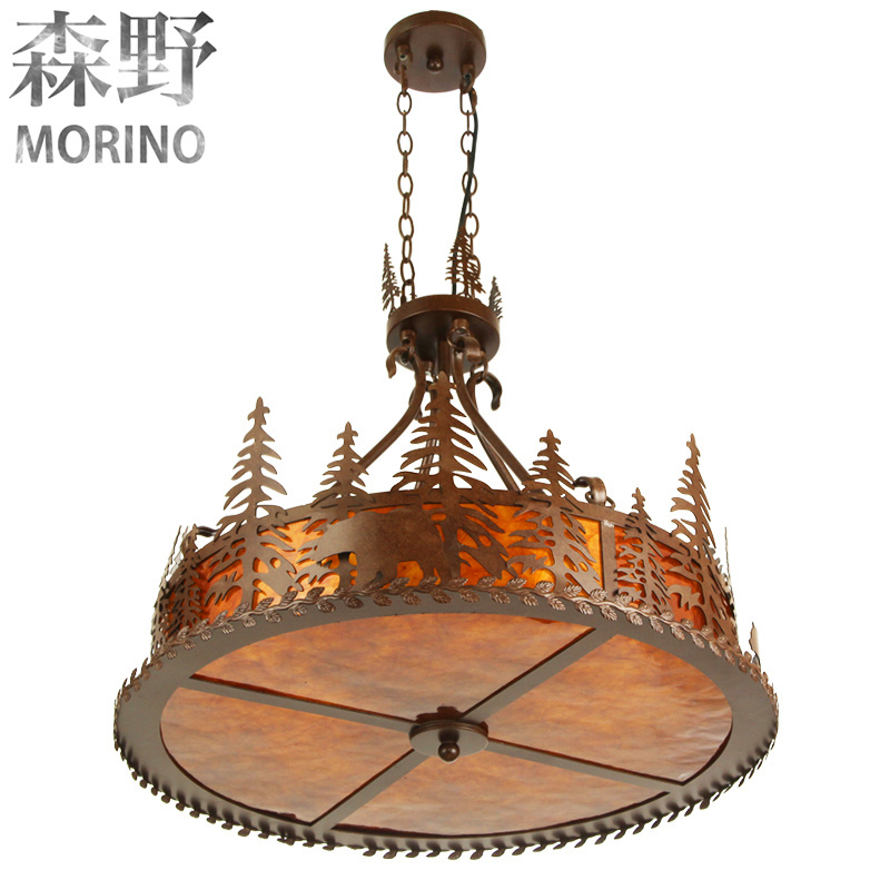 American traditional Rustic Iron Hanging Light Fixtures for living room and bedroom lighting design