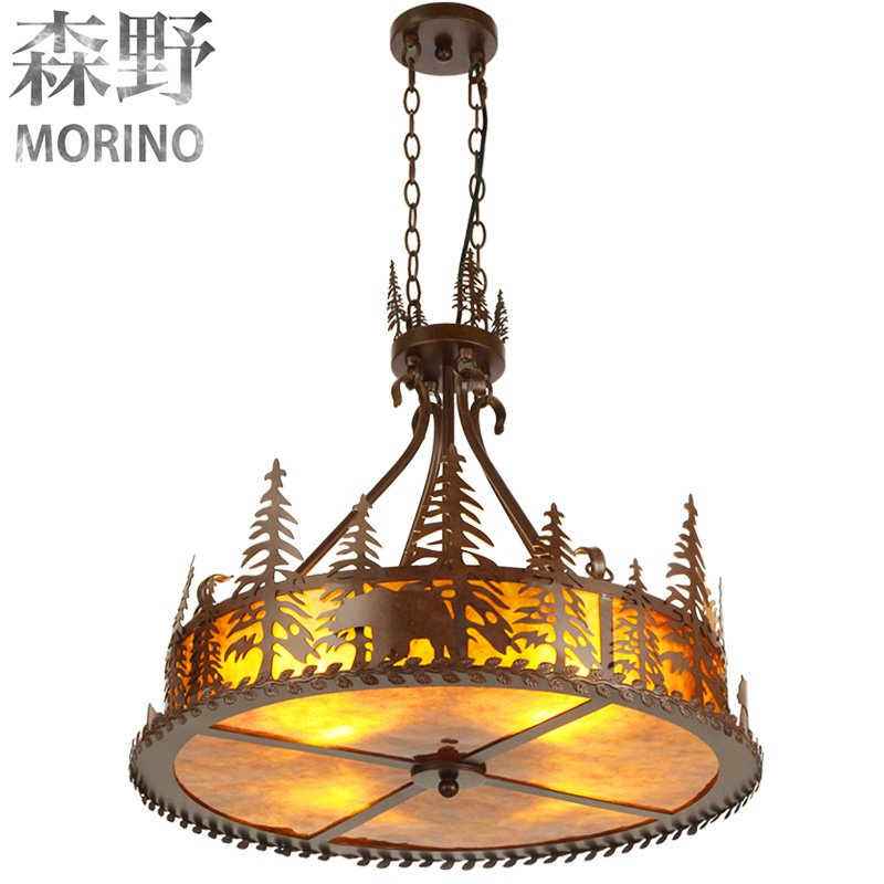 American traditional Rustic Iron Hanging Light Fixtures for living room and bedroom lighting design