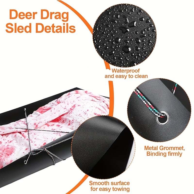 Deer Drag Sleds Hunting Portable Gliding Mat Easy Drag, Quick Deploy Stow Fishing Gear And Accessories For Hunters