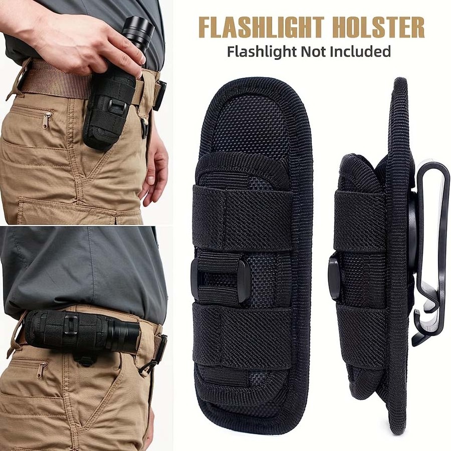 Hot Sale Tactical Flashlight Holster Duty Belt Pouch Rotatable Clip 360 Degree Holder