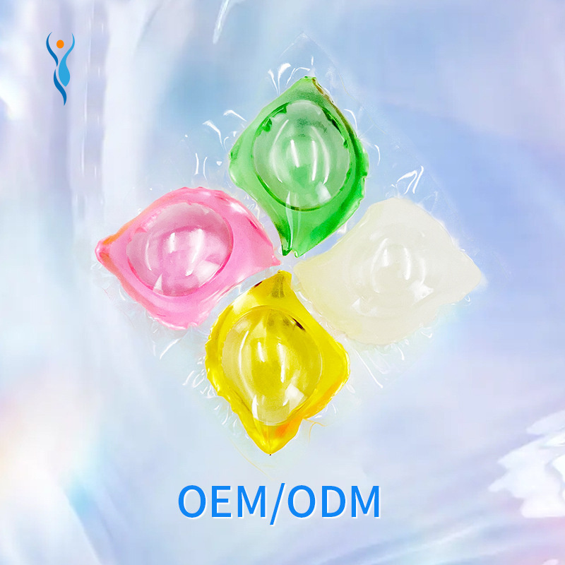 OEM High Quality Laundry Pod Water Soluble Lasting Smell Liquid Laundry Detergent Capsules 4 cavity laundry beads