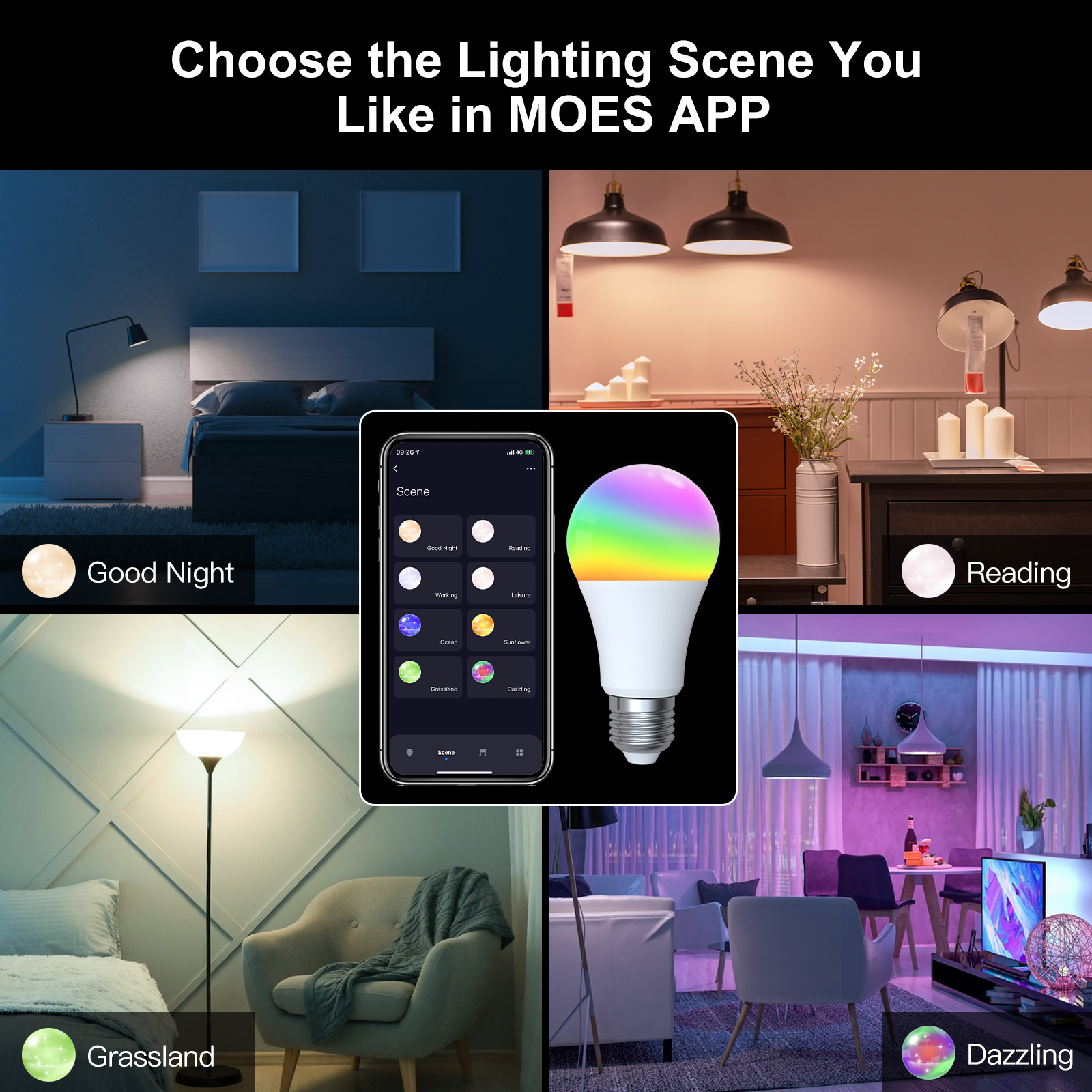 Tuya ZigBee Smart LED Light Bulb E27 Dimmable RGB White Color Lamp 806Lm MOES/Tuya Smart APP Remote Control Alexa Google Home Vo