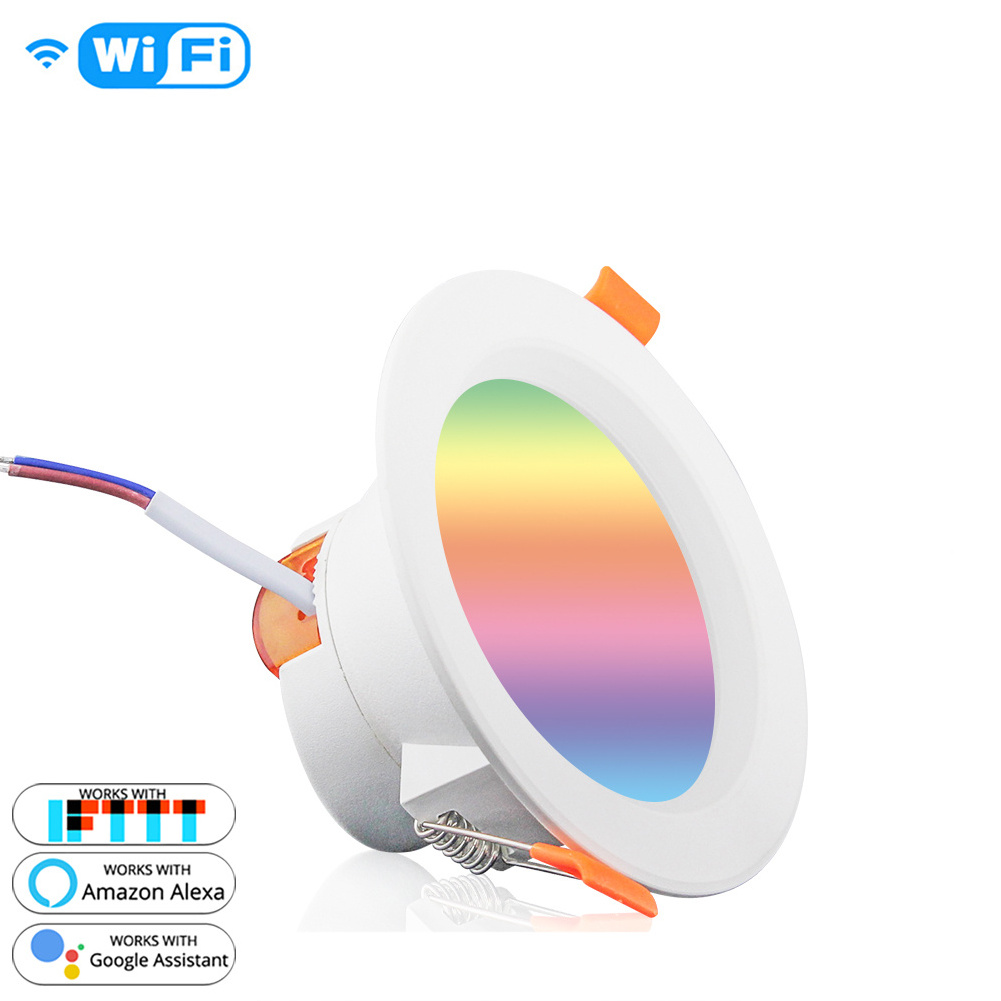 WiFi Smart LED Downlight  LED Dimming Round Recessed Spot Light  7W RGB 2700K-6500K W + C light Compatible with Alexa