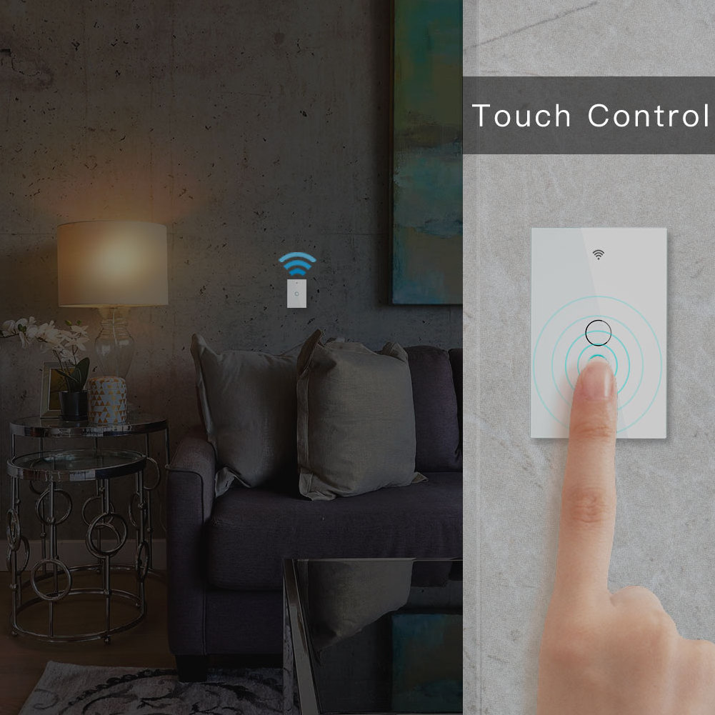 US Smart Home Wifi RF433 Wall Touch Switch 1/2/3 Gang Glass Panel Light Switch  Smart Switch