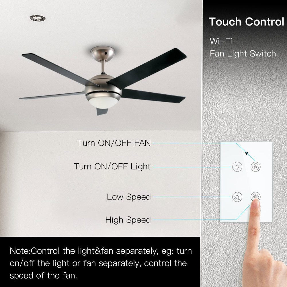 Tuya Smart Home Wifi remote control Smart Fan Light Switch work with Alexa GoogleHome Touch Switch