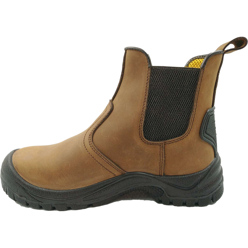 Gaomi Morning Glory Mid cut F/G brown crazy horse leather PU injection Safety Work Boots with Steel toe or composite toe