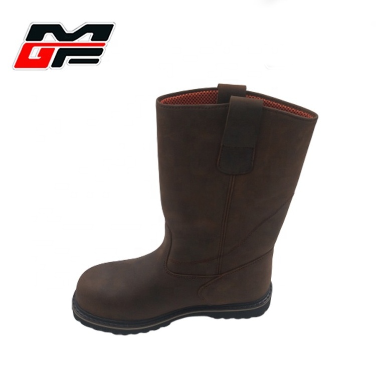 Gaomi Morning Glory Factory customized High cut Goodyear oil water resistant brown long boots with steel toe or composite toe