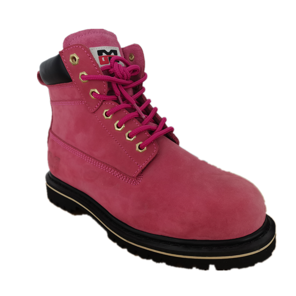 Gaomi Morning Glory Pink Leather Goodyear Welted Construction Women boots