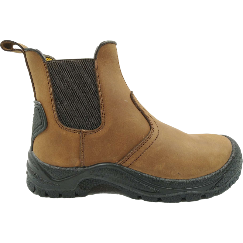 Gaomi Morning Glory Mid cut F/G brown crazy horse leather PU injection Safety Work Boots with Steel toe or composite toe