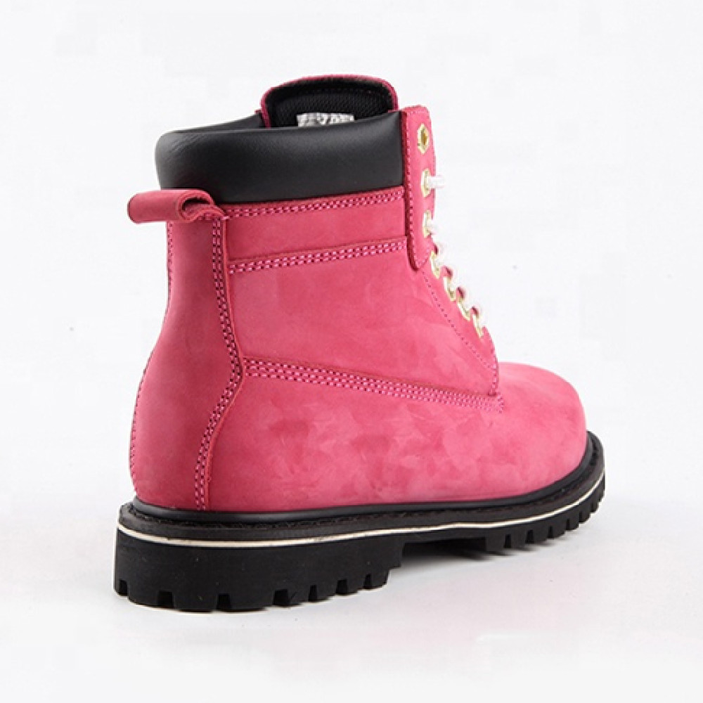 Gaomi Morning Glory Pink Leather Goodyear Welted Construction Women boots