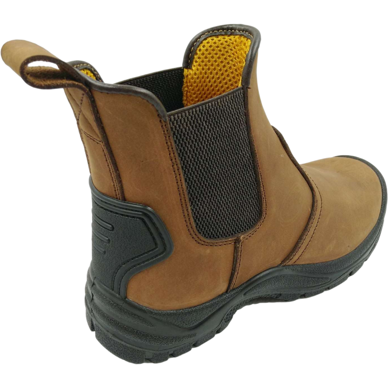 Gaomi Morning Glory Mid cut F/G brown crazy horse leather PU injection Safety Work Boots with Steel toe or composite toe