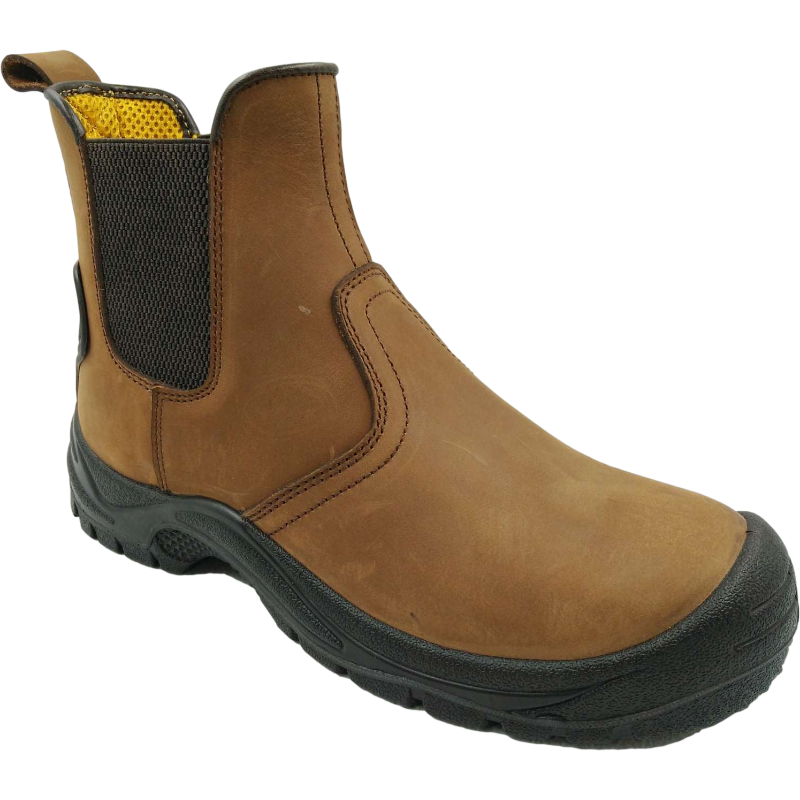 Gaomi Morning Glory Mid cut F/G brown crazy horse leather PU injection Safety Work Boots with Steel toe or composite toe