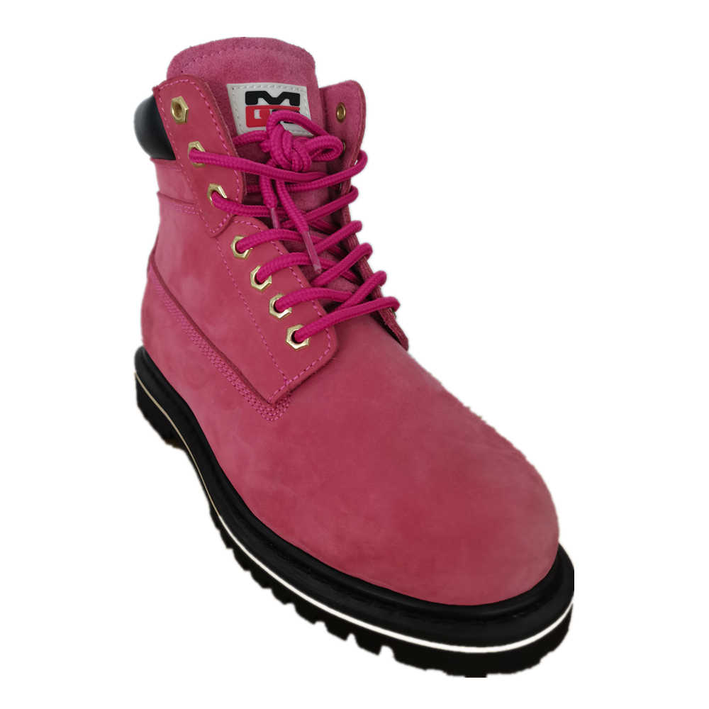 Gaomi Morning Glory Pink Leather Goodyear Welted Construction Women boots