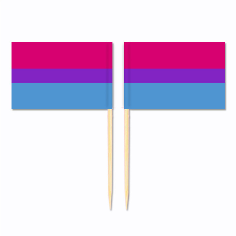 Trans sexual paper print full color bamboo stick double side tooth pick flag