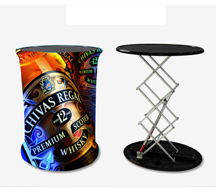 Foldable aluminum Custom Trade Show table Display stand oval pop up bar counter