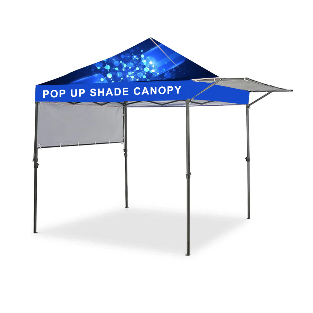 hot sale veranda fast folded iron shelter 300D sublimation stripe pop up canopy