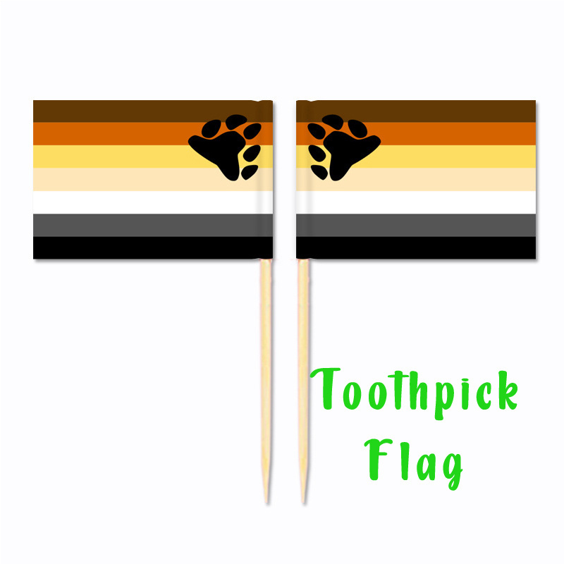 Trans sexual paper print full color bamboo stick double side tooth pick flag