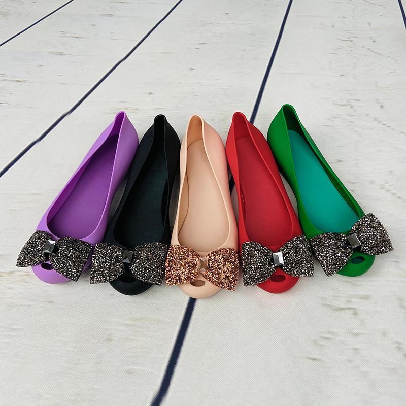 Fashion Wholesale Women PVC Shoes Plastic Jelly Bowknot Sandals