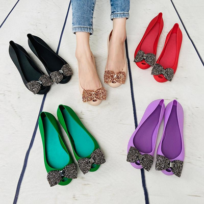 Fashion Wholesale Women PVC Shoes Plastic Jelly Bowknot Sandals