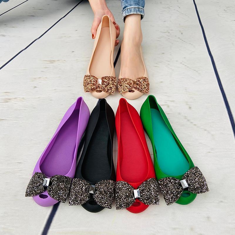 Fashion Wholesale Women PVC Shoes Plastic Jelly Bowknot Sandals