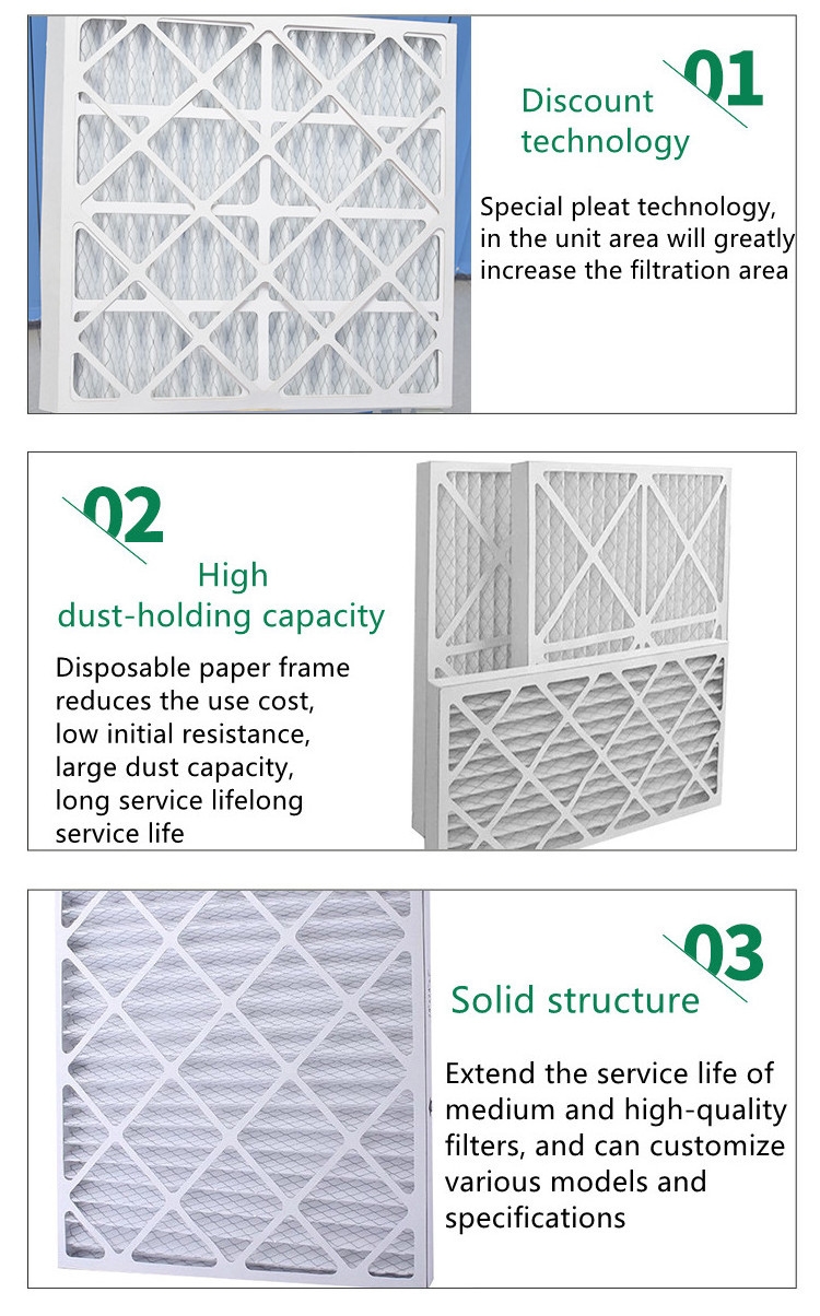 Customization hot sale Cardboard Frame Merv 8 Merv 11 Merv 13 Pleated HVAC AC Furnace Pre Air Purifier Filter