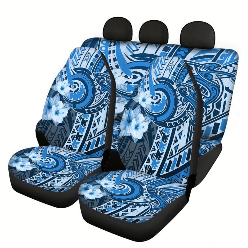 Wild Wind Car Seat Covers Universal Car Cover Seat Full Set  Aztec Tradition Hibiscus Stripes Flowers Traditional Flower 3d