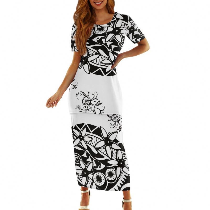 Samoa Puletasi Polynesian Tribal Fiji Print Custom Ladies Plus Size Women's Sets Church Dress Asia & Pacific Islands Clothing