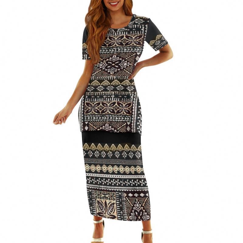 Samoa Puletasi Polynesian Tribal Fiji Print Custom Ladies Plus Size Women's Sets Church Dress Asia & Pacific Islands Clothing