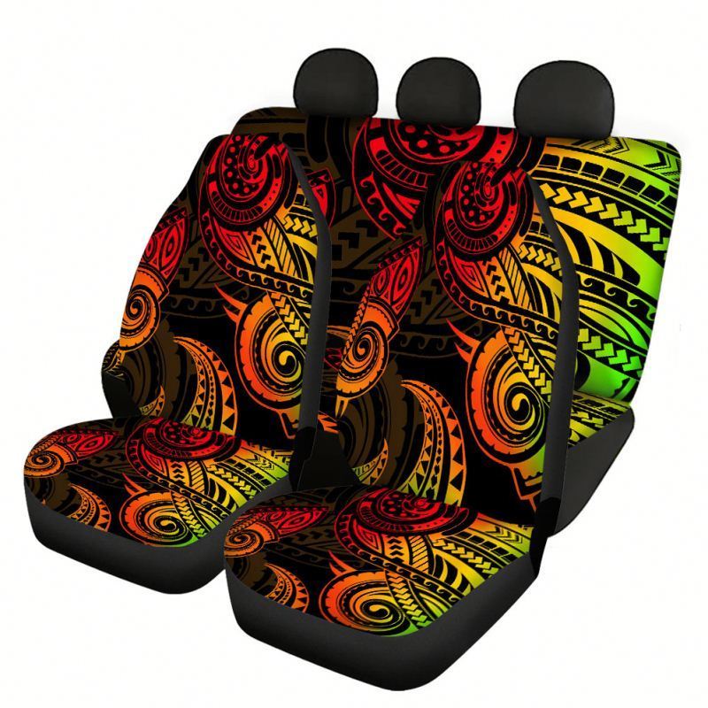 Wild Wind Car Seat Covers Universal Car Cover Seat Full Set  Aztec Tradition Hibiscus Stripes Flowers Traditional Flower 3d