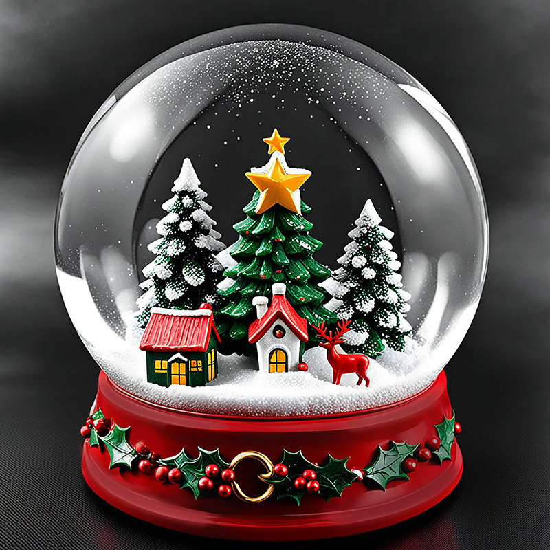 Wholesale mini village figurine glass snow ball home decor water globe custom Christmas resin snow globe souvenir