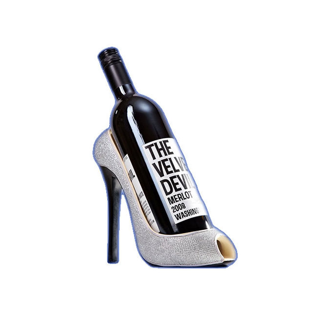 Decorative Silver Beautiful High Heel Shoe Wine Bottle Holder