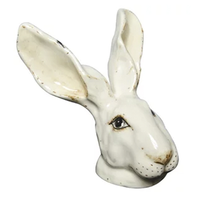 Wholesale handmade custom porcelain Easter day decor hare animal figurine white ceramic rabbit head bunny sculpture