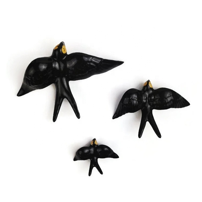 Custom wholesale home wall decor for living room animal 3d wall hangings art sculpture unique ceramic swallow statues set