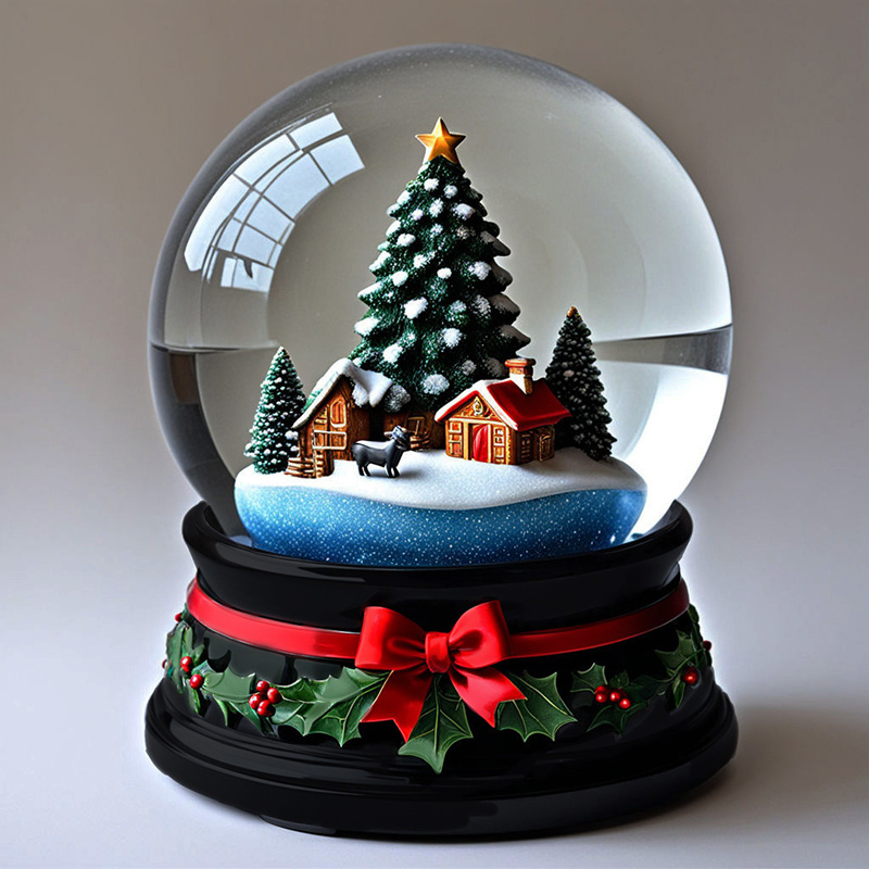 Wholesale mini village figurine glass snow ball home decor water globe custom Christmas resin snow globe souvenir