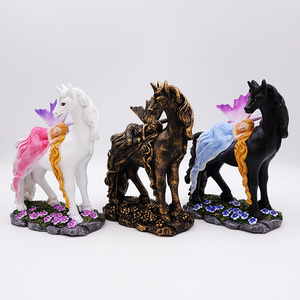 OEM home garden decor unique miniature 3d figure statue custom resin craft beautiful mystical fairy and unicorn figurines