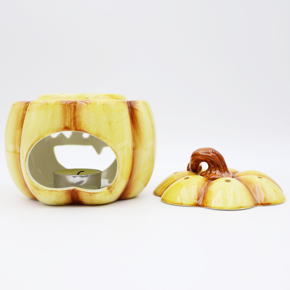 Wholesale custom Halloween home decor wax melt warmer Unique ceramic pumpkin mini wax warmer