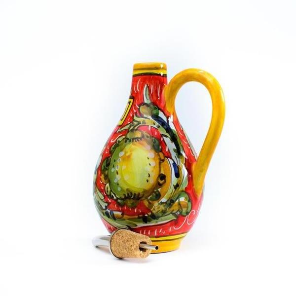 Wholesale Handmade Custom Ceramic Tuscany Grape Decor Olive Oil Bottle