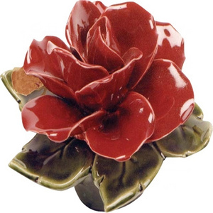 Custom home wall 3d art handmade porcelain flower sculpture decor ceramic faux red flowers decorative for grave