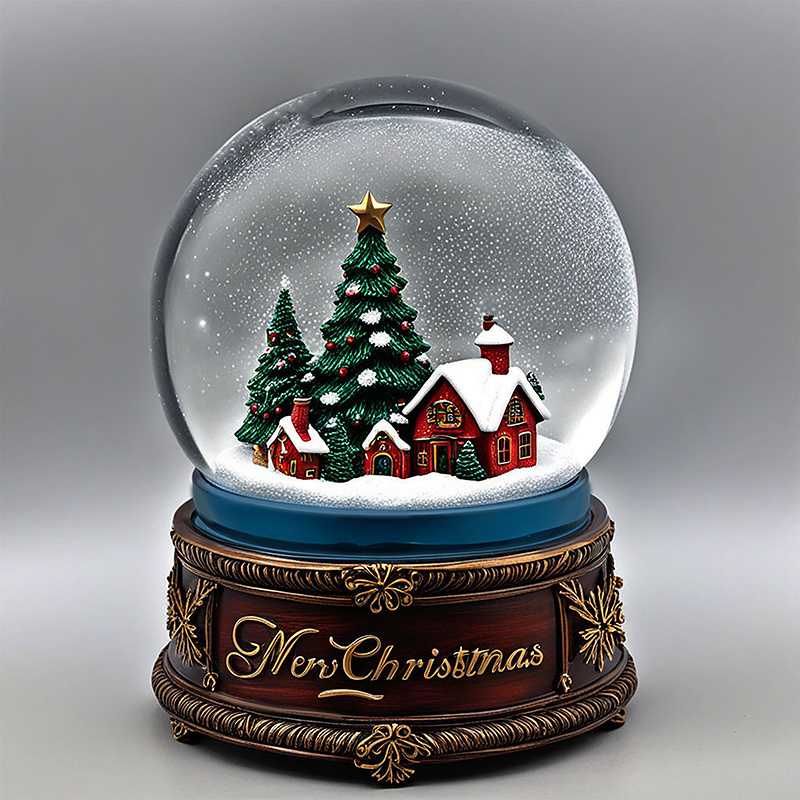 Home decor water glass globe custom resin snow globe souvenir wholesale Christmas mini village figurine snow ball gifst