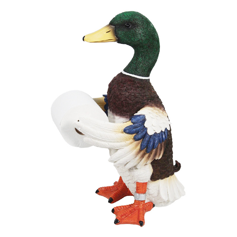 Resin mallard duck bird animal shaped toilet paper holder