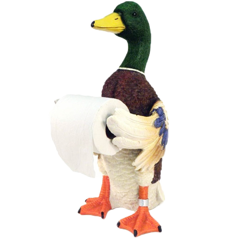 Resin mallard duck bird animal shaped toilet paper holder