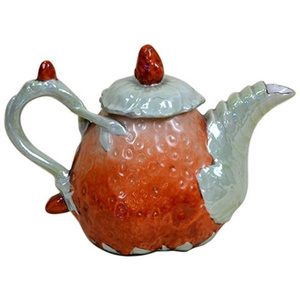 wholesale ceramic kettles and teapots custom fruit teapot high quality painting fruit shape painting strawberry teapot