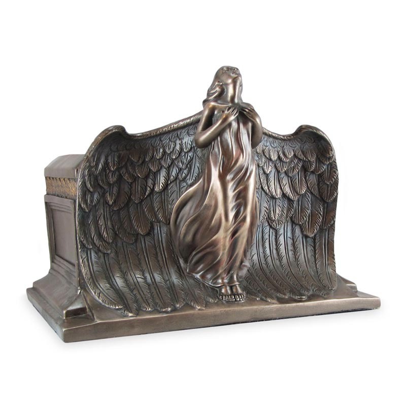 High quality custom resin ash urn funeral ash urn adult engraved weeping angel of bereavement shaped human ash cremation urn