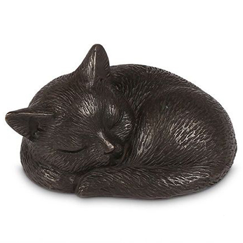 Custom desgin funeral supply sleeping cat resin animal urn small pet cinerary casket memorial cremation ashes keepsake urn