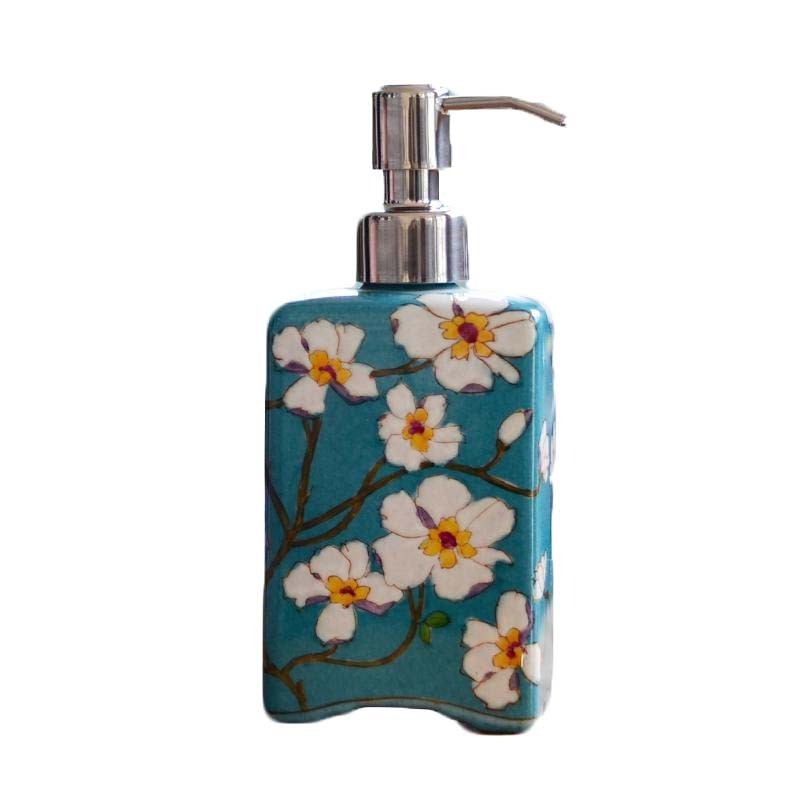 Vintage Flower And Birds Pattern Ceramic Hand Soap Dispenser