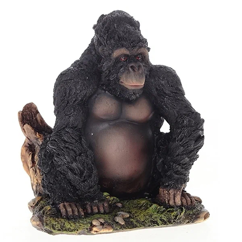 Ornamental sitting black polyresin gorilla statue custom resin home decor animal statue figurine